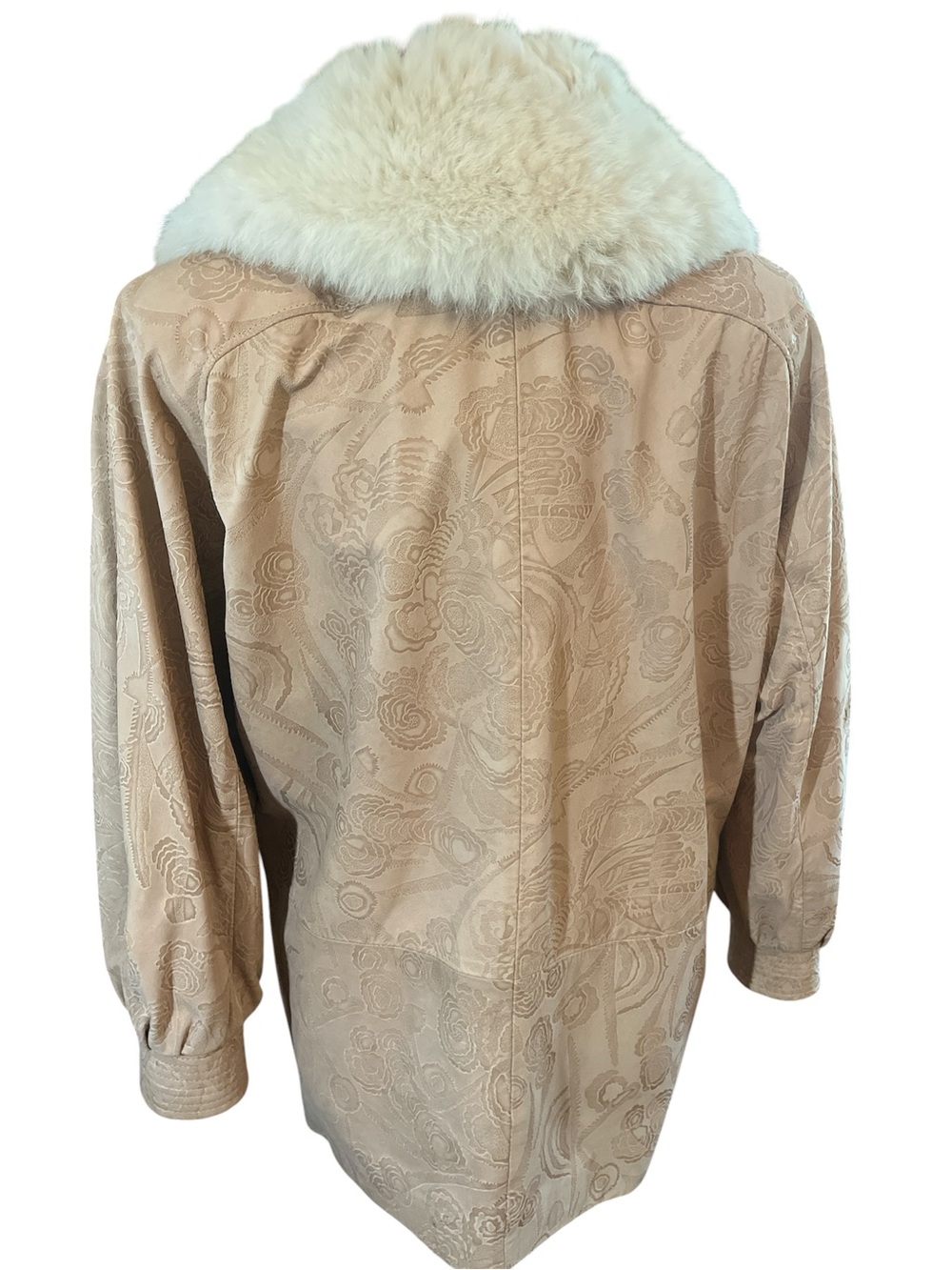 Vintage 80s Marvin Richard’s J Percy Blush suede Coat with Cream fur trim Size M - Picture 4 of 16